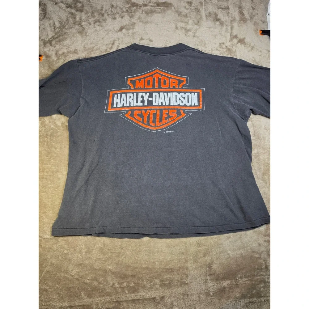 Vintage 1993 Harley Davidson Looney Tunes Bugs Bunny Taz Thrashed T-Shirt XL
